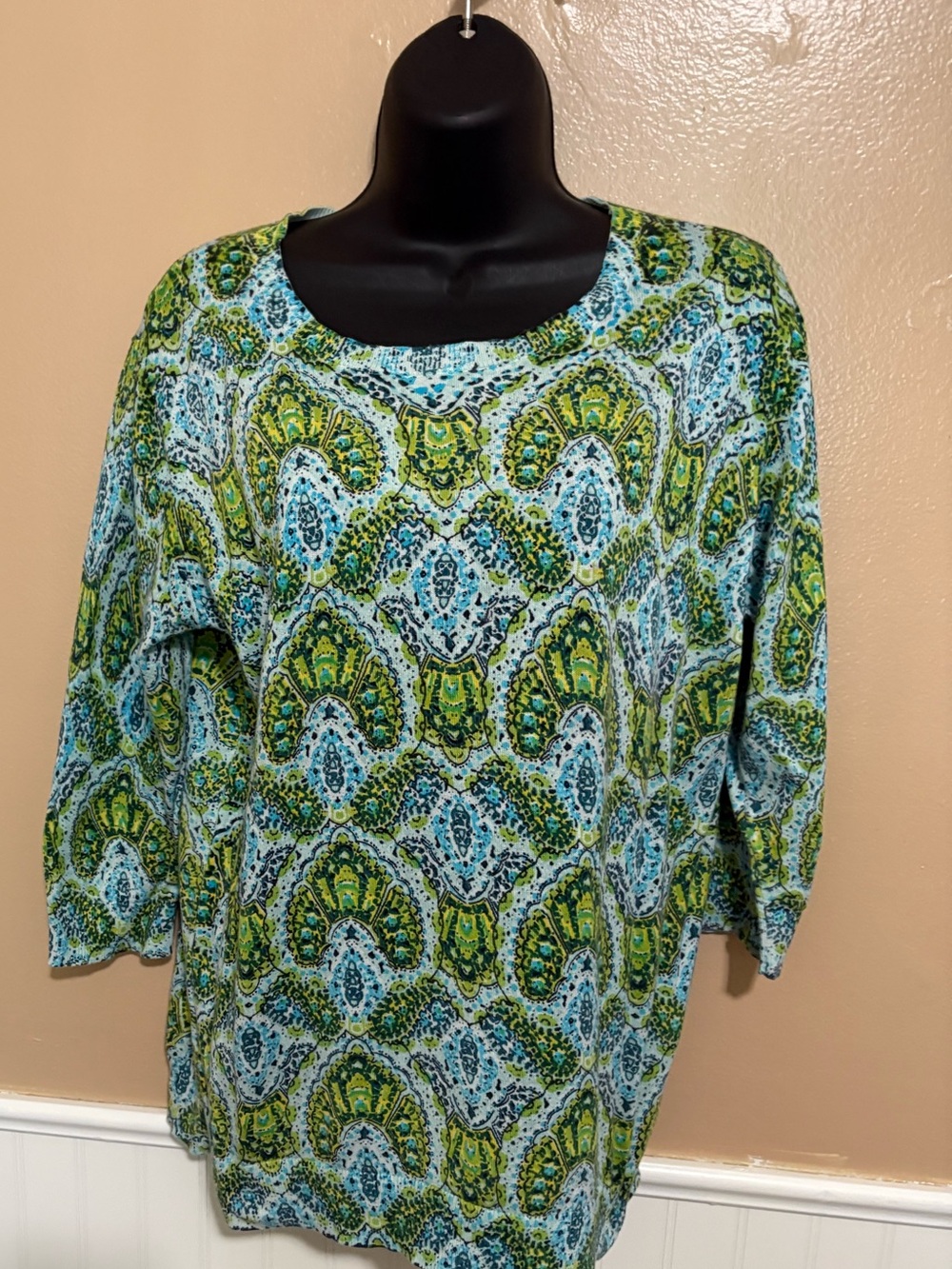 Joe Fresh Large Light Blue Print Paisley Crew Sweater Preowned
